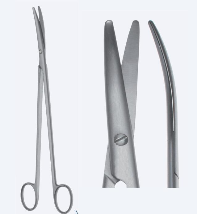 Ножиці, хірургічні, "Metzenbaum", дисекційні, вигнуті, тупокінцеві, загальна довжина 280 мм, 11 1/8". Бренд - Asanus Medizintechnik Gmb, Німеччина